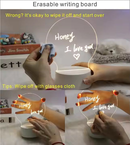 Note Board Night Light DIY Creative Led USB Message With Pen
